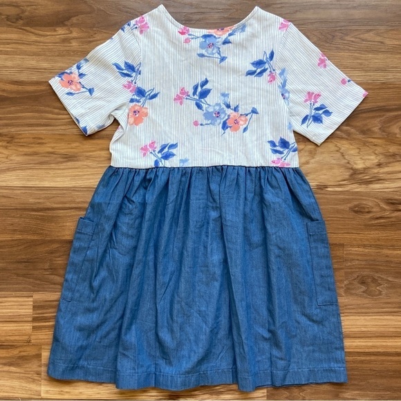Joules Girl's 9-10 yr. Floral Chambray Liddie Luxe Dress - Picture 9 of 12